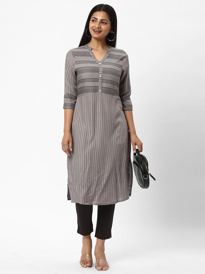 R&B Women Grey Kurtas image number 1