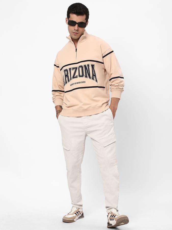 Men Fleece Regular Fit Half Zip Graphic Sweatshirt