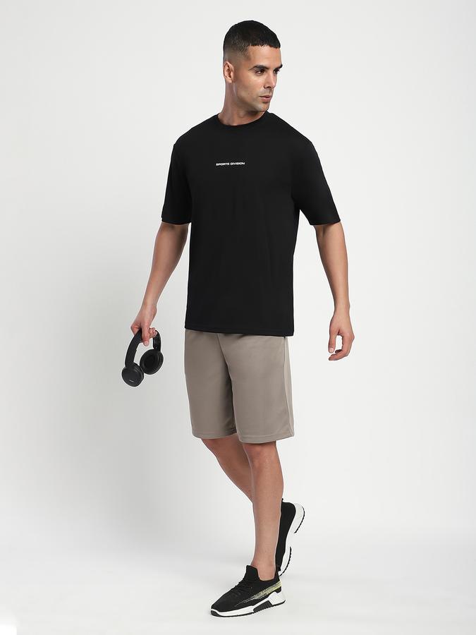 Men Polyester Relaxed Fit Drawstring Solid Shorts