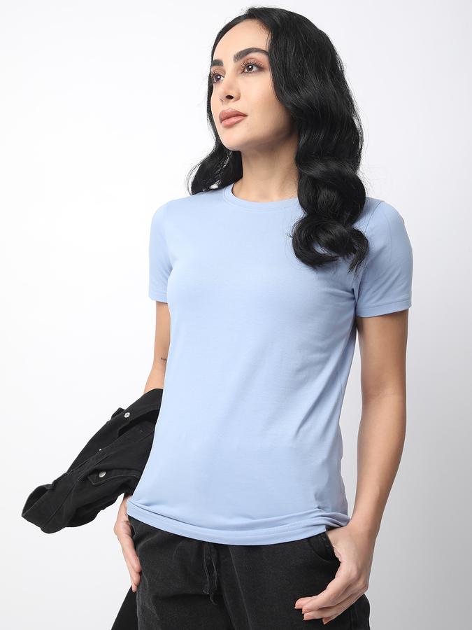 Women Cotton Relaxed Fit Crew Neck Solid T-shirt