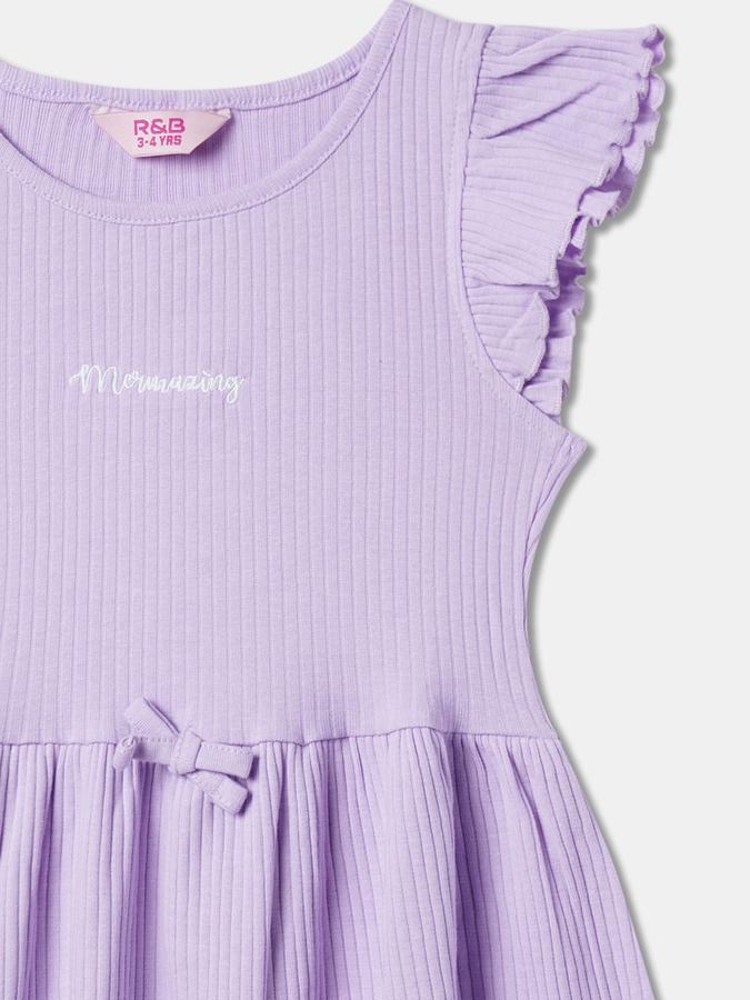 Girls Ribbed Fit & Flare Dress image number 2