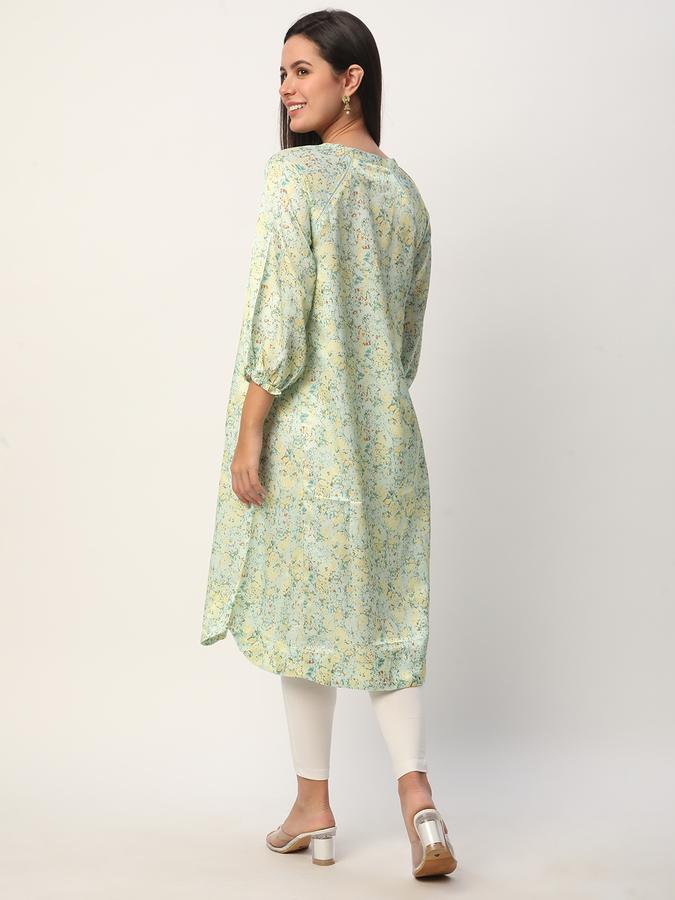 Women Cotton Regular Fit Mandarin Collar Printed Kurta