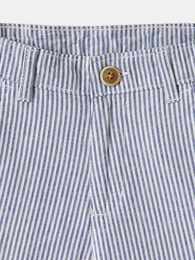 Boys Cotton Striped Mid Waist Clean Hem Shorts