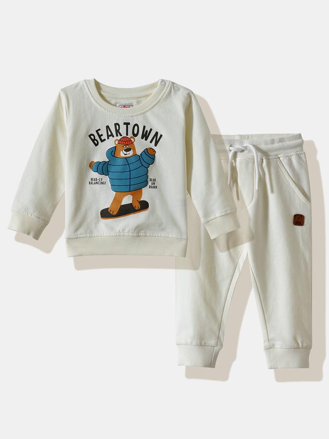 R&B Boys' Mushroom Grey Printed Co-ord Set