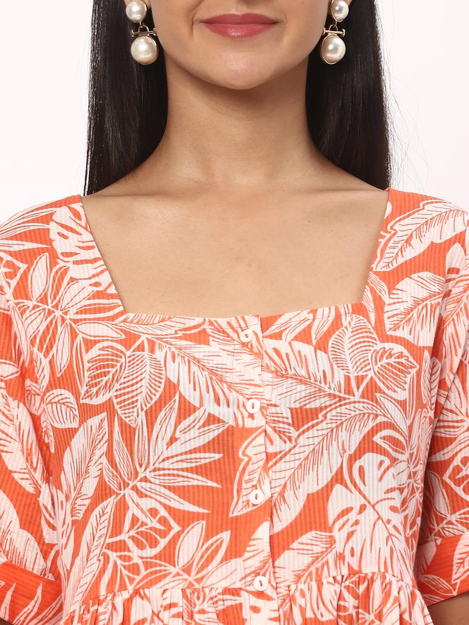 Women Cotton Regular Fit Square Neck Printed Kurta