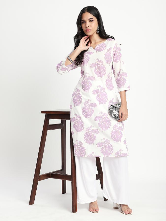 Women Cotton Regular Fit Round Neck Printed Kurta