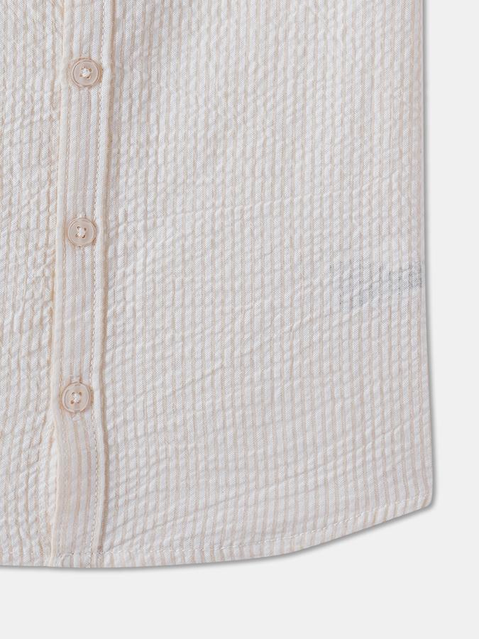 Boys Seersucker Regular Fit Short Sleeve Spread Collar Shirt