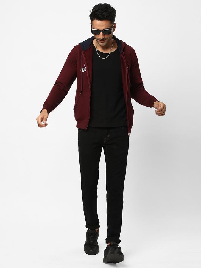 Men Typographic Print Regular Fit Hooded Jacket image number 1