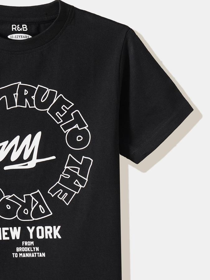 Boys Cotton Regular Fit Crew Neck Graphic T-shirt