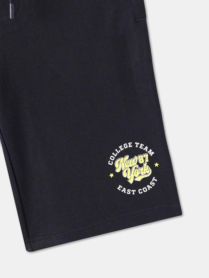 Boys Cotton Graphic Print Drawstring Waist Clean Hem Shorts