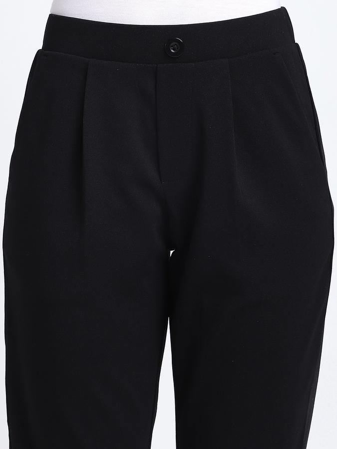 Women Polyester Tapered High Rise Pleated Pants