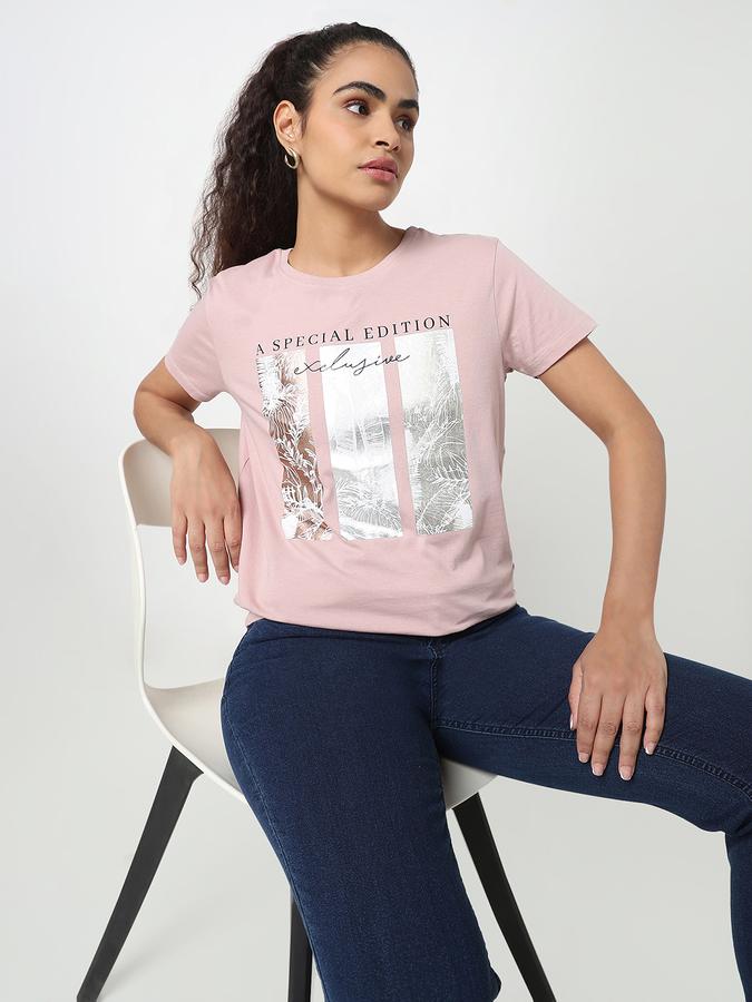 Women Cotton Relaxed Fit Crew Neck Graphic T-shirt