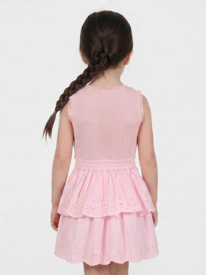R&B Pink Cotton Textured Girls Dresses