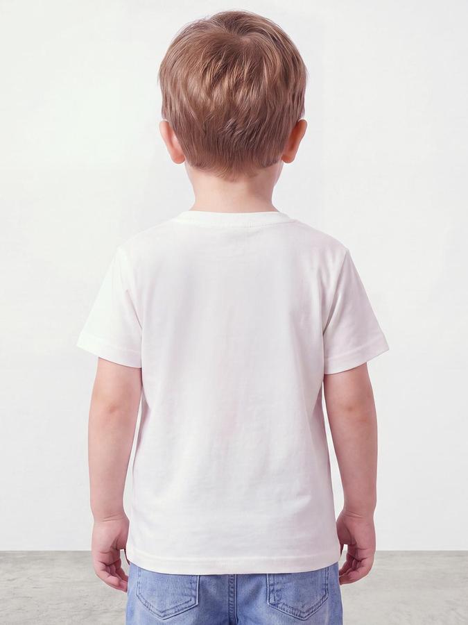 R&B Boys Ivory Short Sleeve Round Neck Game Controller Graphic Print T-Shirt