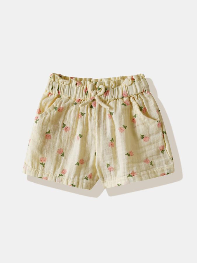Girls Cotton Floral Blouse and Shorts Set