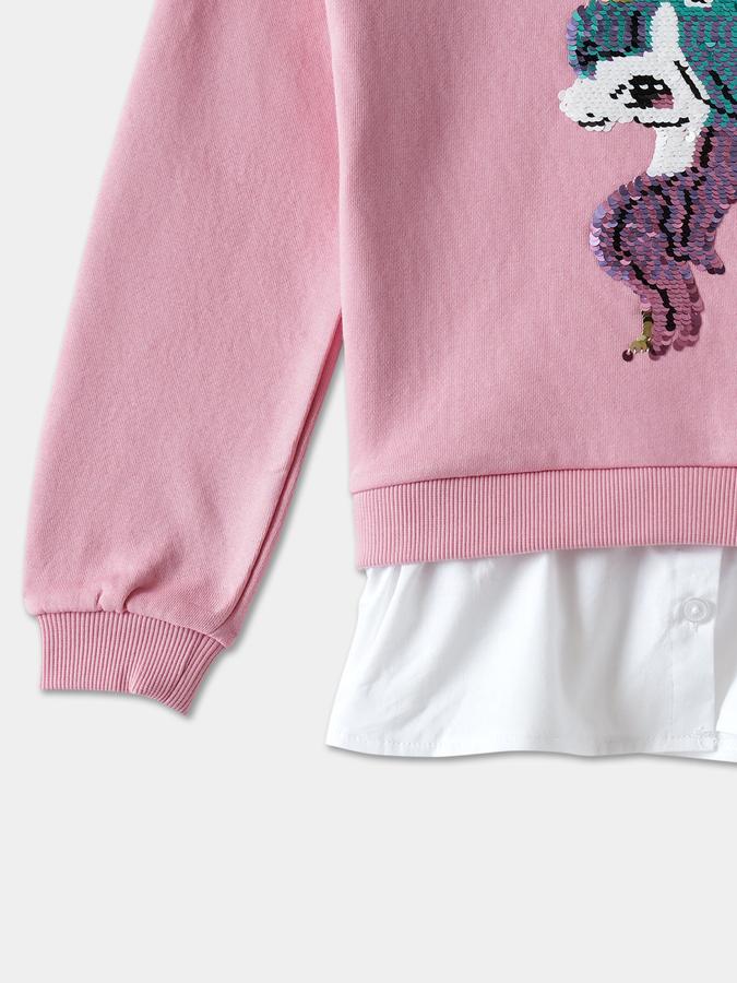R&B Girls' Pink Embellished Sweatshirt