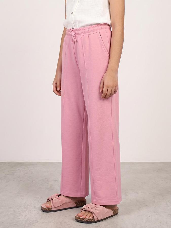 R&B Girls Pink Textured Elasticated waist Pant