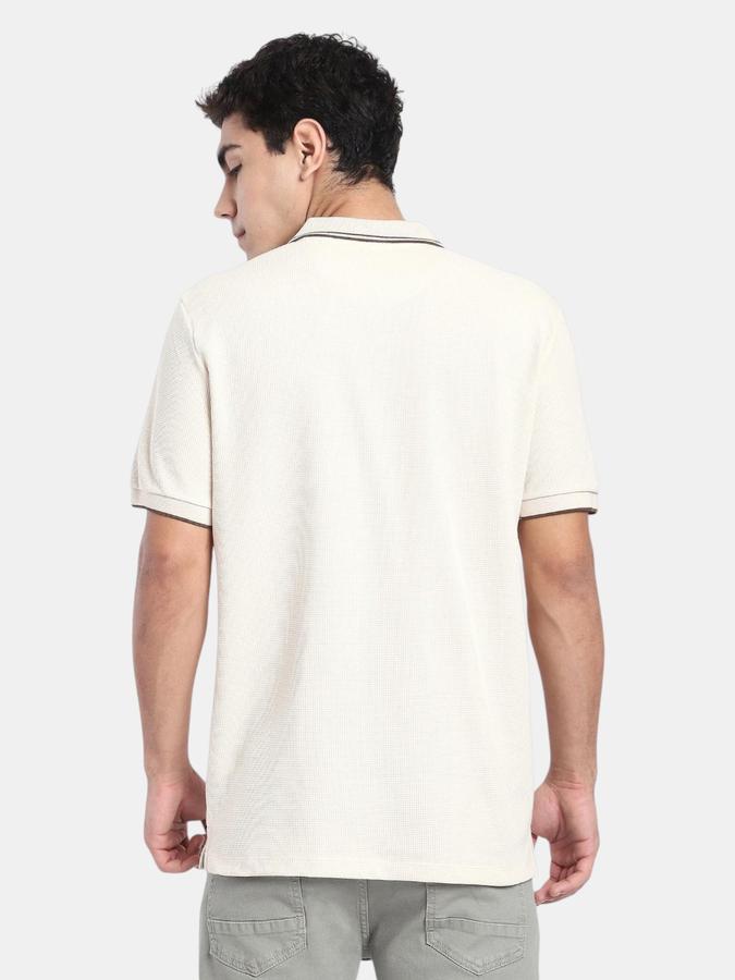 R&B Beige Solid Men Short Sleeve Polo T-shirt