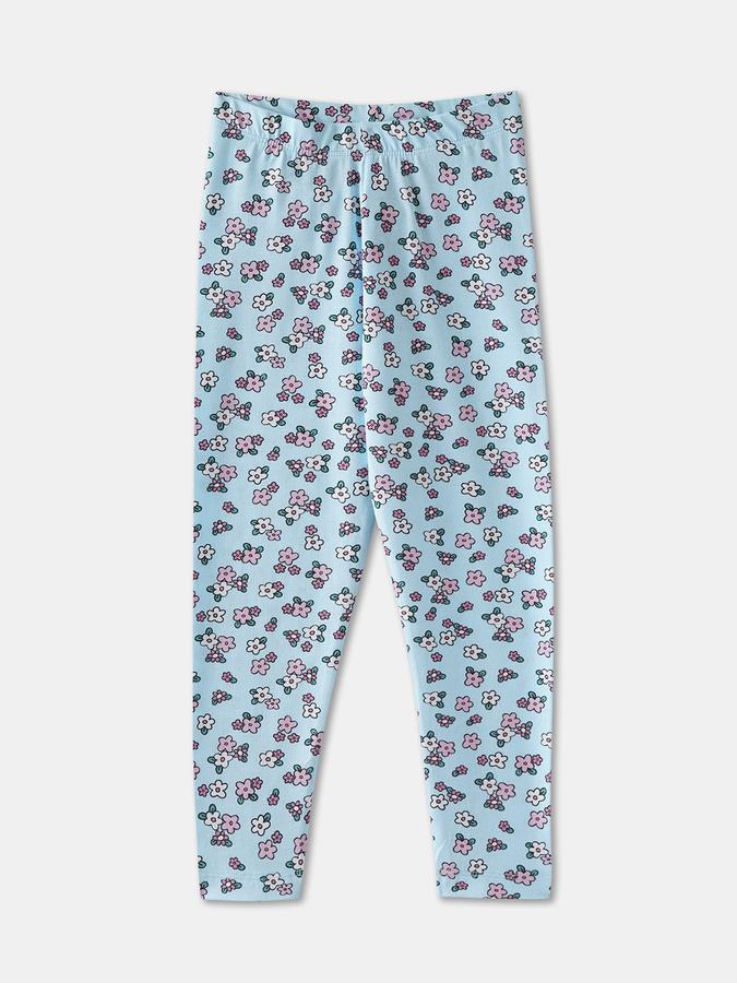 Girls Floral Print Full Length Mid Rise Legging