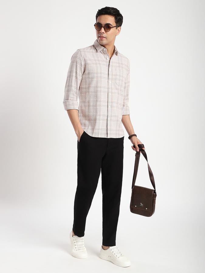 R&B Men's Beige Checked Shirt
