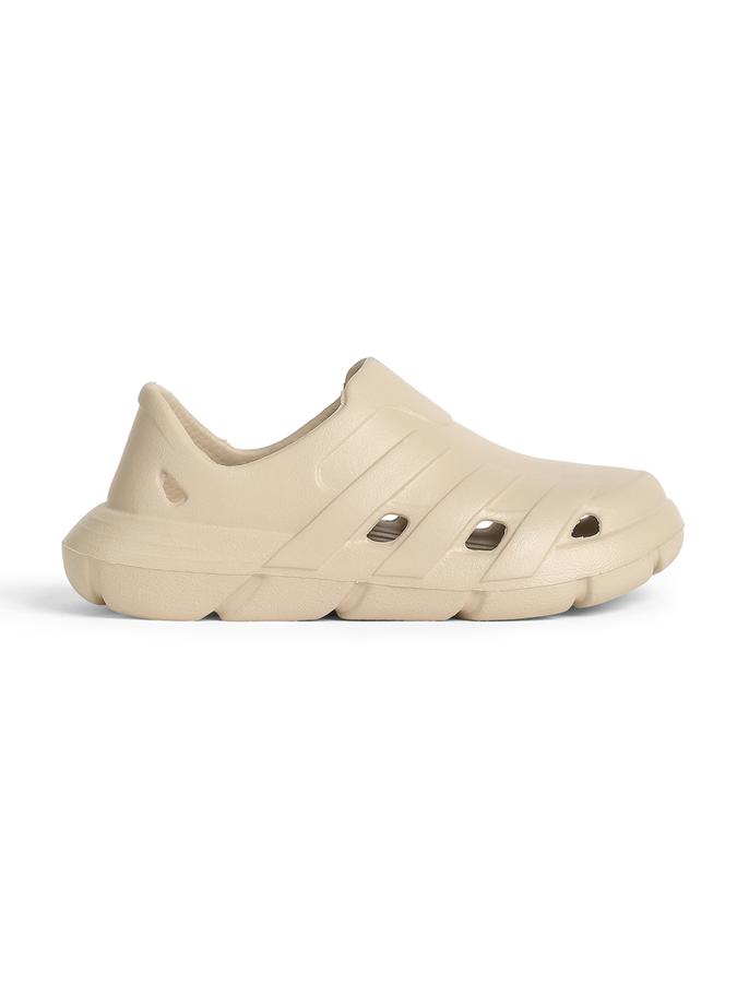 R&B Beige Solid Slip On Girls Clogs