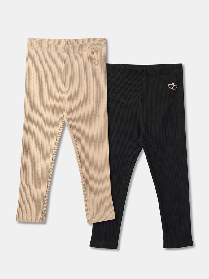 Girls Ribbed Leggings with Elasticated Waist image number 0