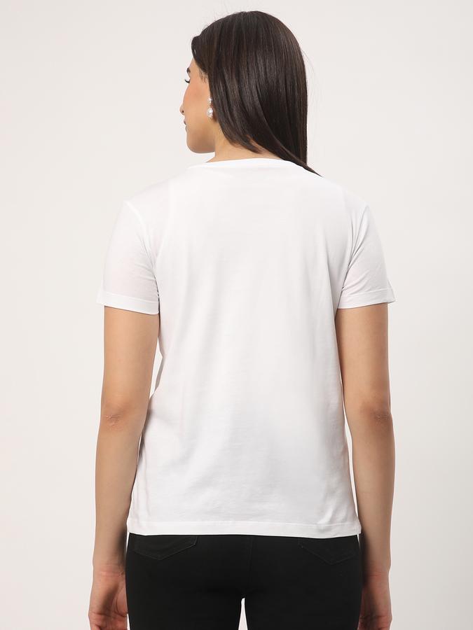 Women Embellished Regular Fit Round-Neck T-Shirt image number 2