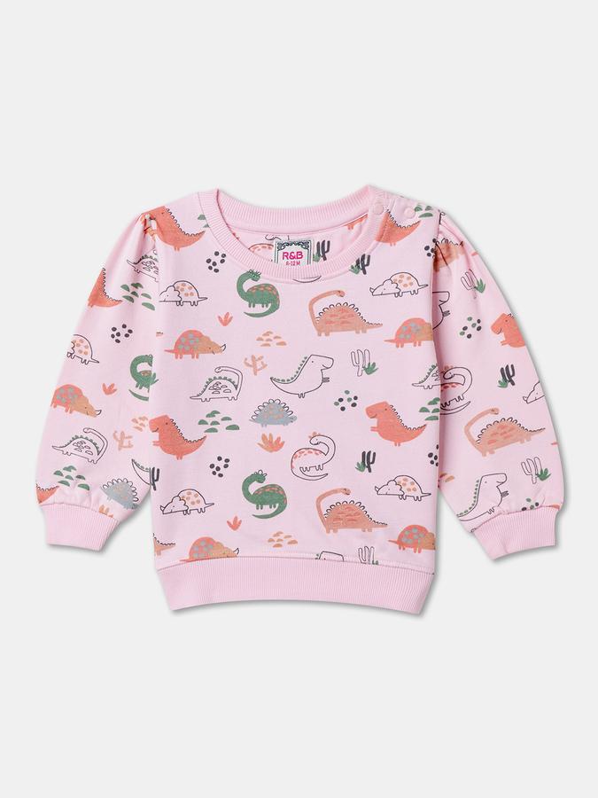 Girls All-Over Print Regular Fit Long Sleeve Crew Neck Hooded SweaT-Shirt