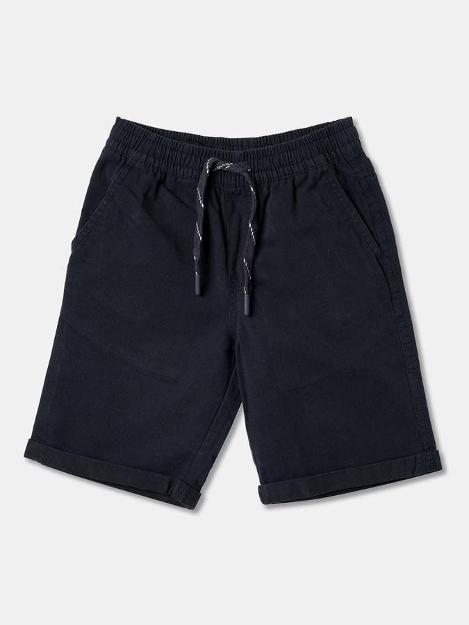 Boys Cotton Regular Fit Elastic Waist Clean Hem Shorts