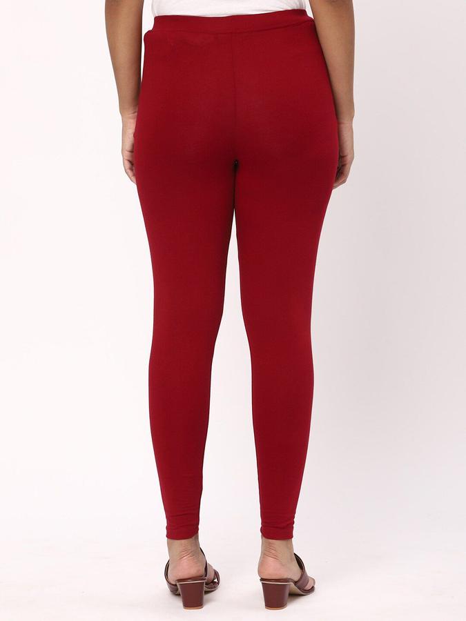 R&B Women Maroon Solid Leggings