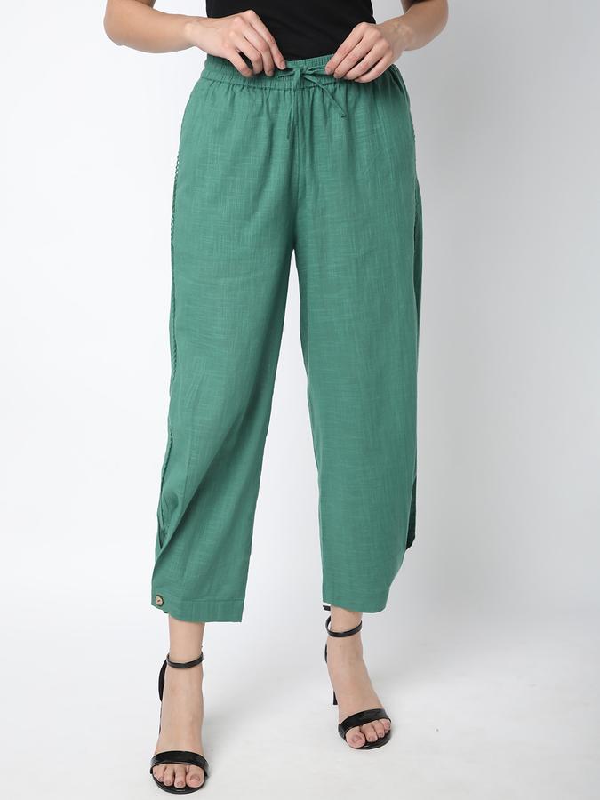 Women Cotton Salwar Drawstring Solid Trousers