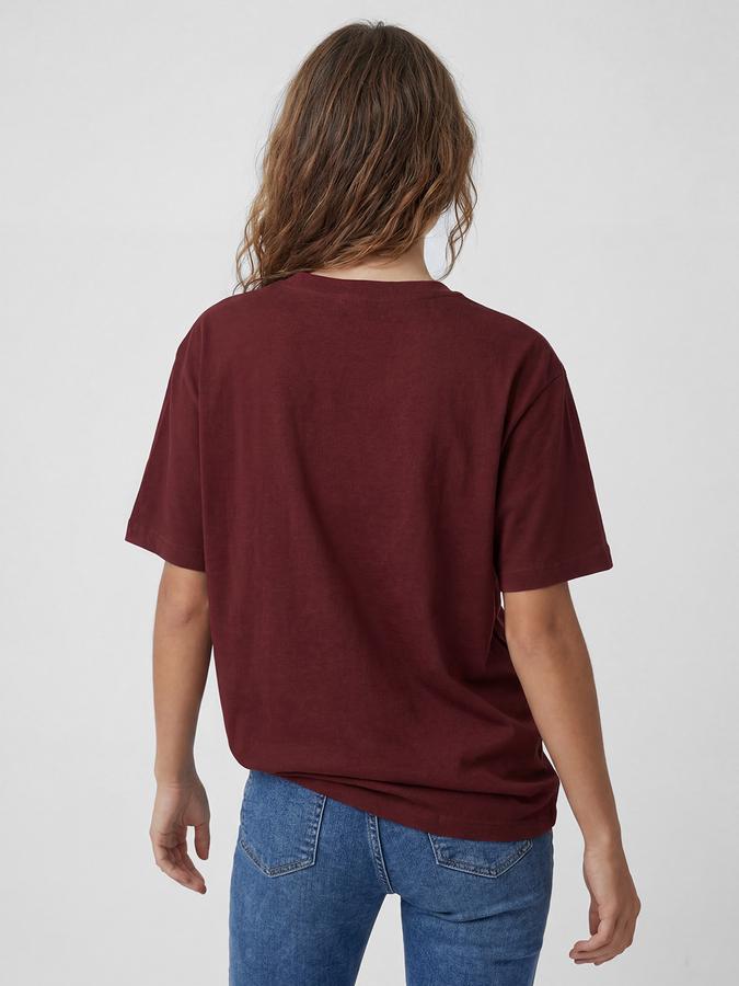 R&B Burgundy Graphic Print Women Round Neck Regular Fit Short Sleeves T-Shirt 