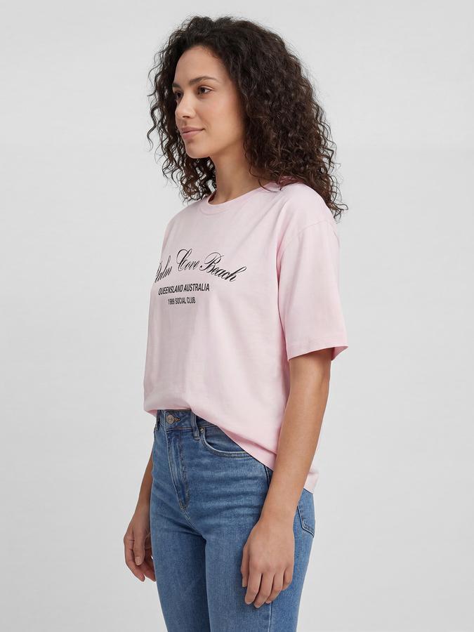 R&B Pink Graphic Print Women Round Neck Regular Fit Short Sleeves T-Shirt 