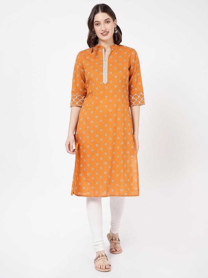 Women Micro Print Straight Kurta image number 0