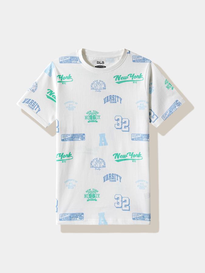 Boys Cotton Regular Fit Crew Neck Graphic T-shirt