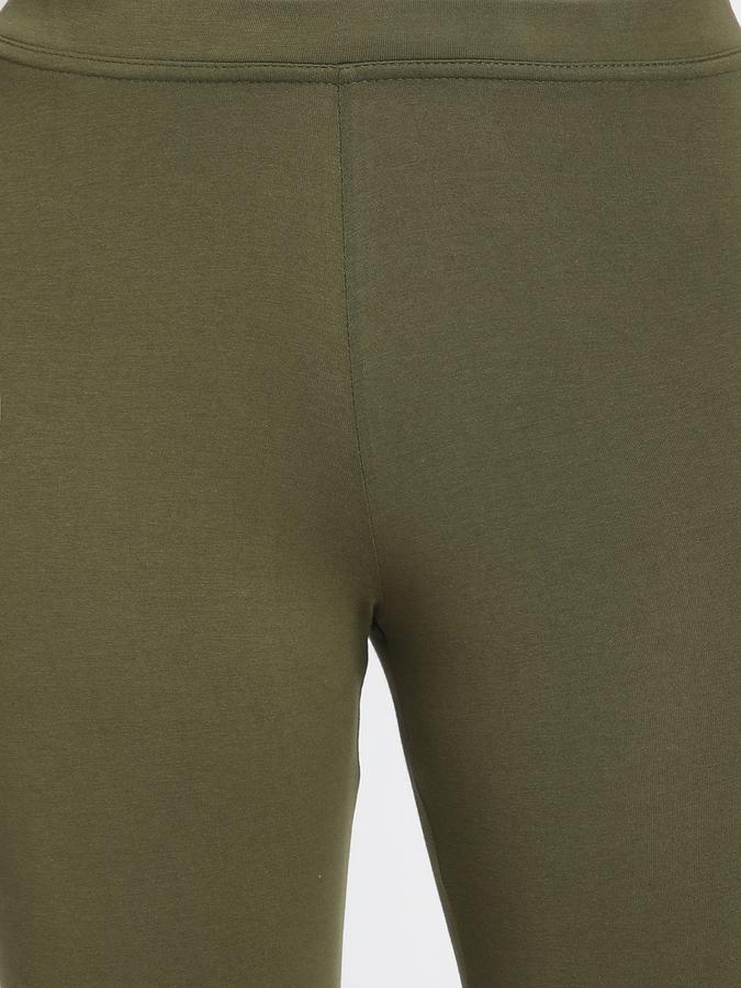 Women Cotton Lycra Elasticated Waist Full Length Solid Leggings