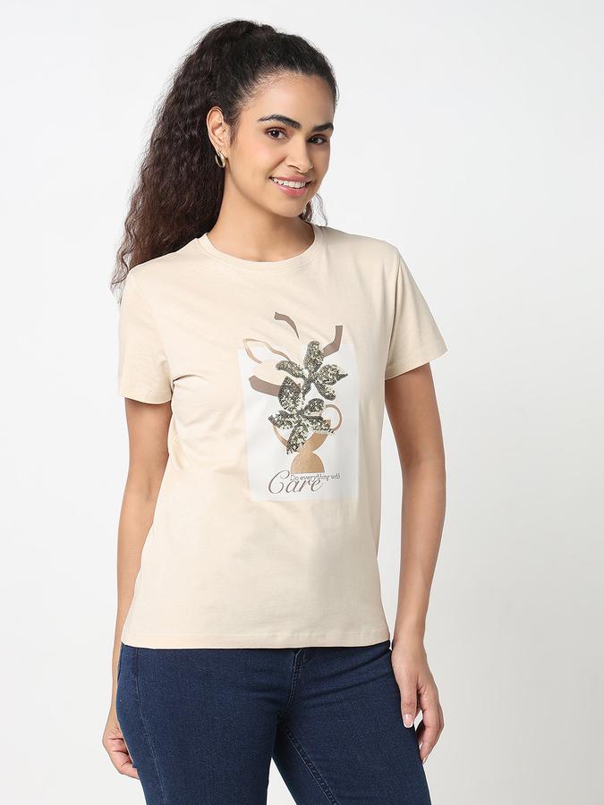 R&B Graphic Print Women Round Neck T-Shirt  image number 3
