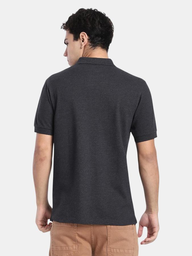R&B Charcoal Solid Men Short Sleeve Polo T-shirt