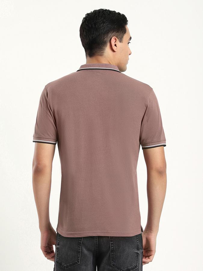 Men Cotton Blend Slim Fit Polo Neck Solid T-shirt