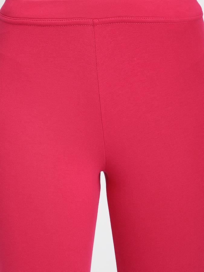 Women Cotton Lycra Elasticated Waist Full Length Solid Leggings