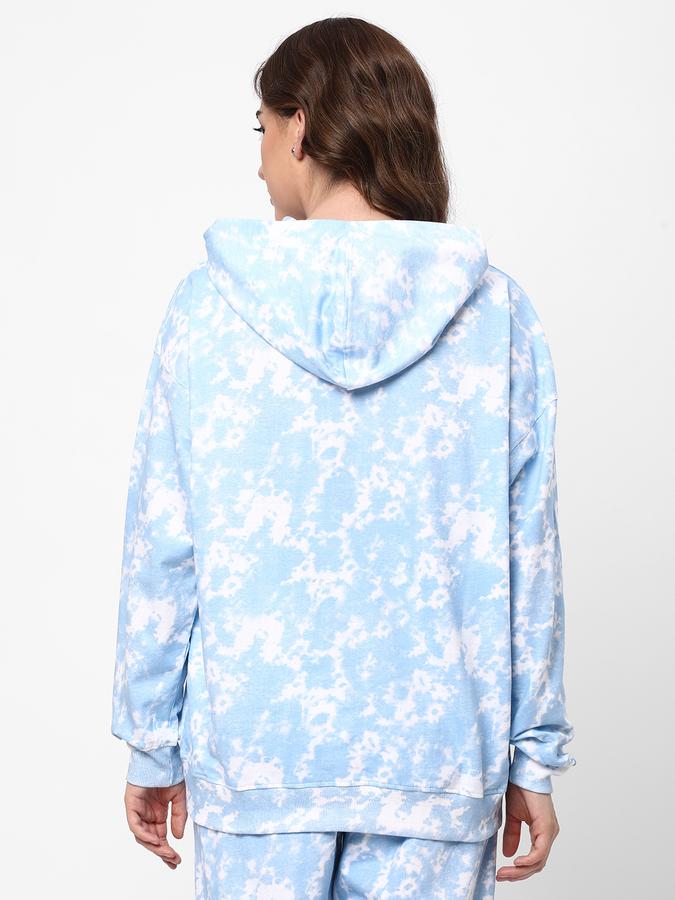 Women Cotton Blend Regular Fit Hooded Tie Dye Sweatshirt
