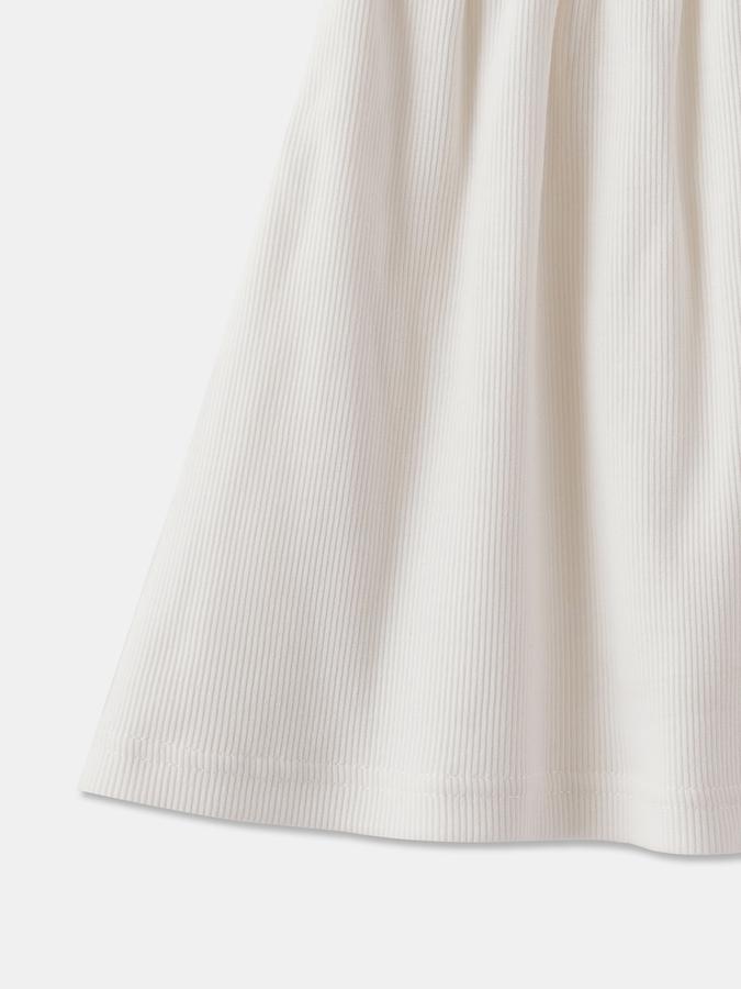 Girls Solid Ruffled Short Sleeve Round Neck A-Line Dress