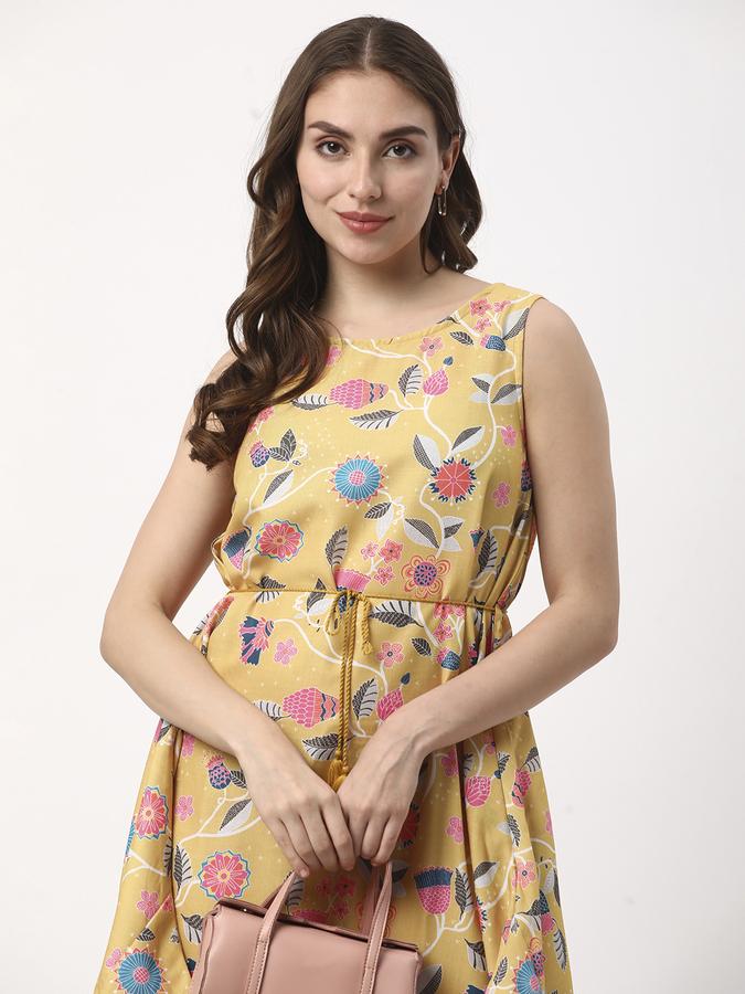 Women Poly Blend Regular Fit Round Neck Printed Kurta