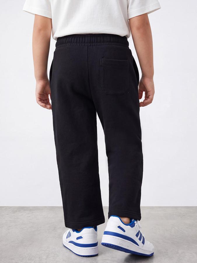 R&B Boys Navy Blue Graphic Print Straight Fit Pure Cotton Pant 
