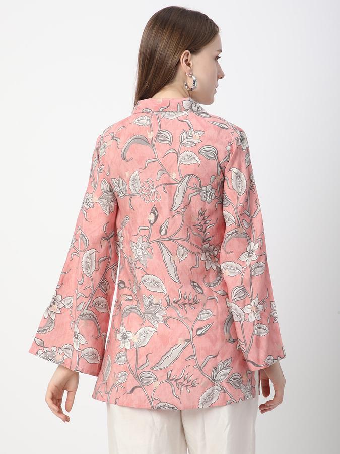 Women Poly Blend Relaxed Fit Shirt Collar Printed Ethnic Top