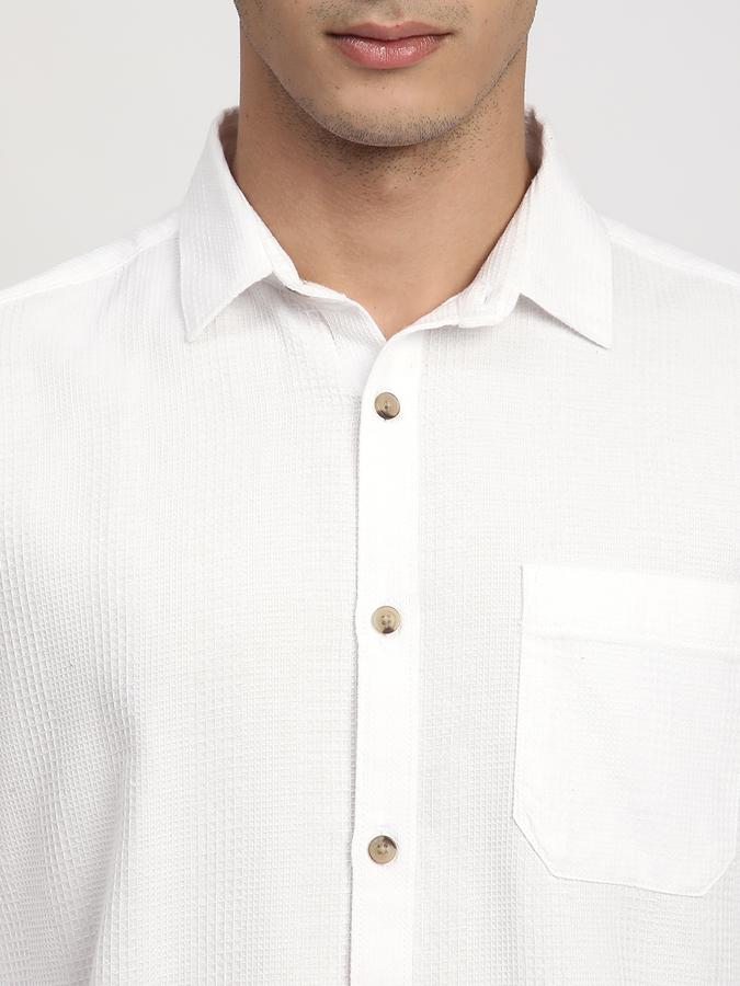Men Cotton Regular Fit Point Collar Solid Shirt