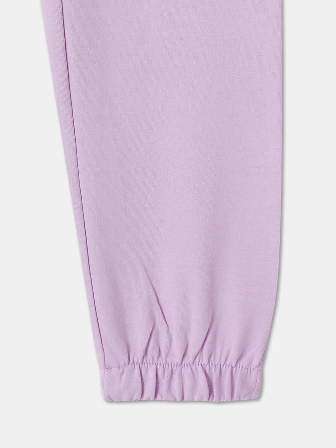 Girls Cotton Tapered Fit Drawstring Waist Cuffed Hem Joggers