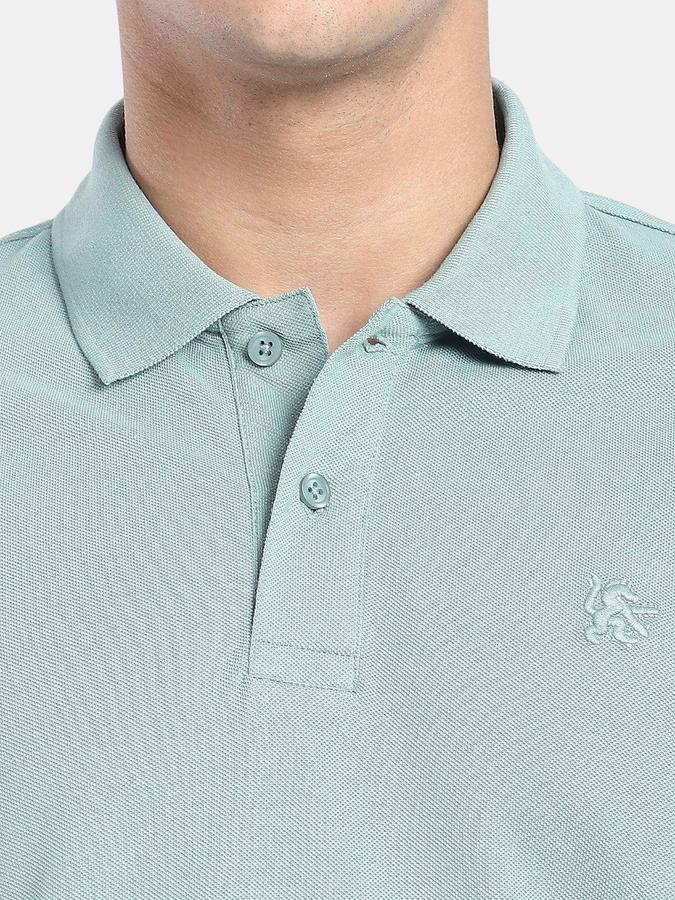 R&B Green Solid Men Short Sleeve Polo T-shirt