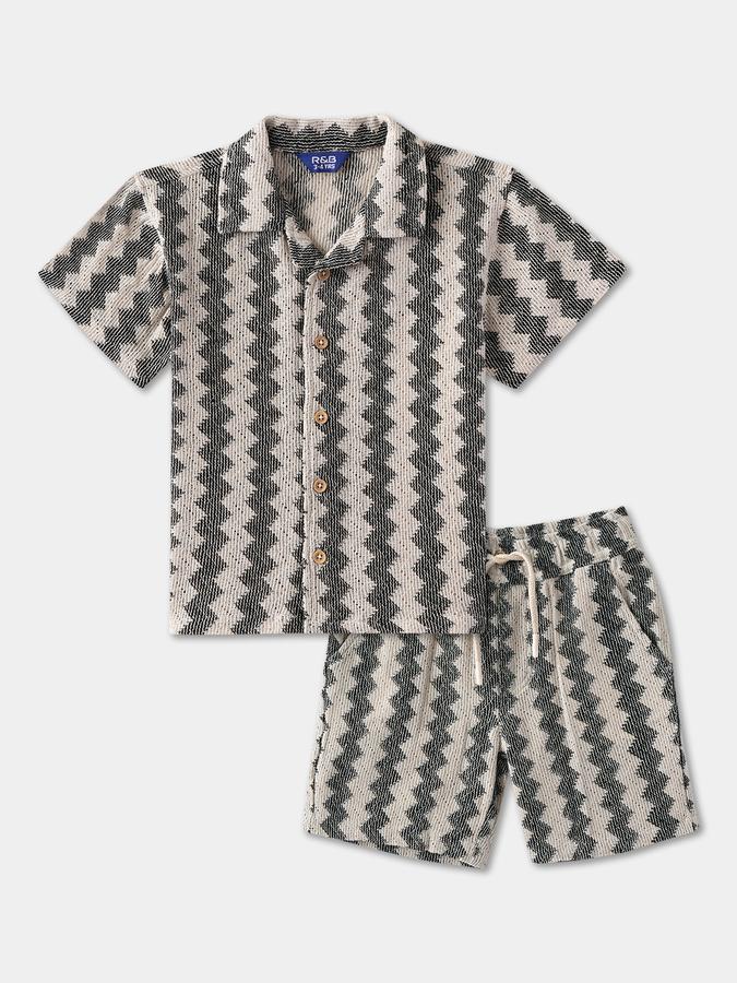 Boys Textured Short Sleeves Fashion Set