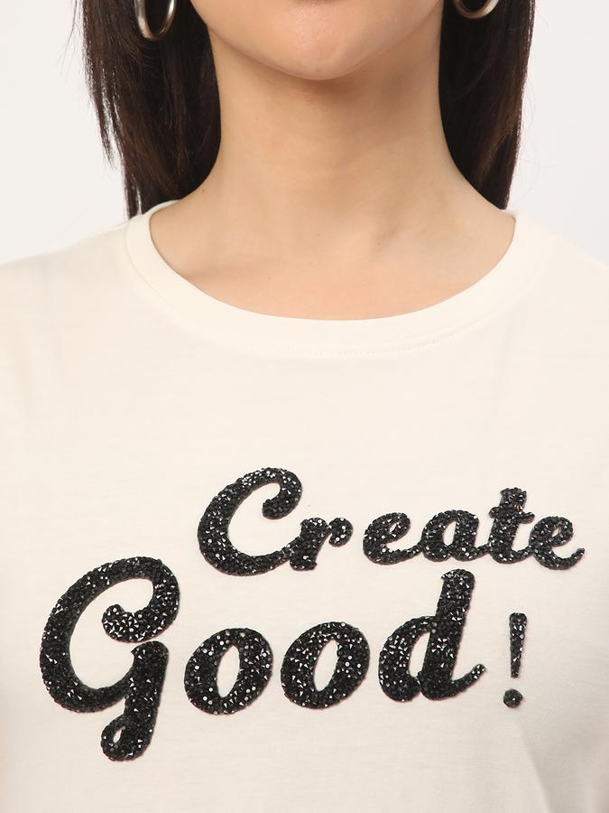 Women Cotton Regular Fit Crew Neck Graphic T-shirt